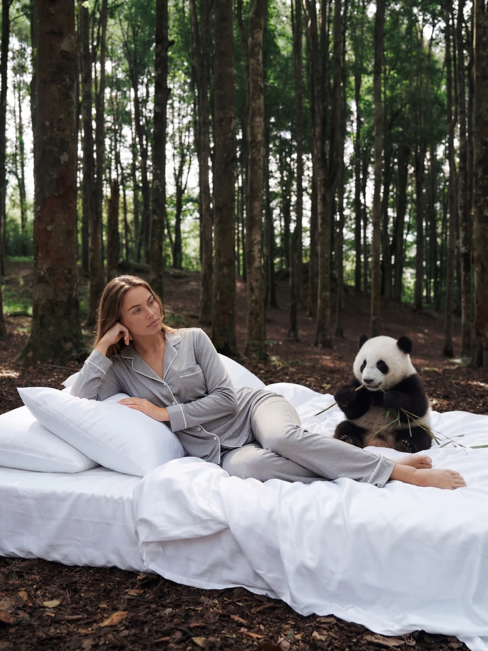 Lichtgrijze bamboe pyjama