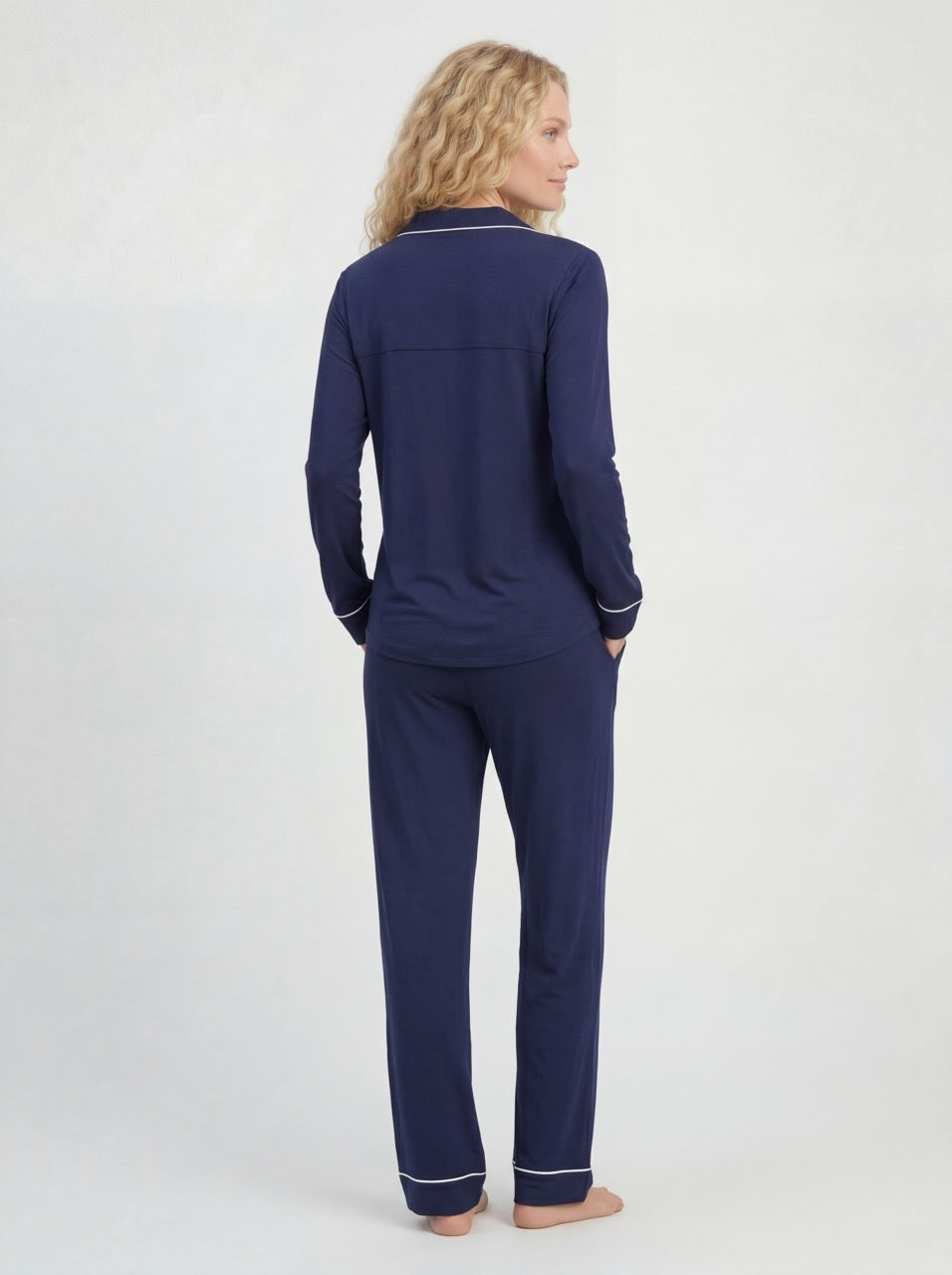 Marineblauwe Bamboe Pyjama