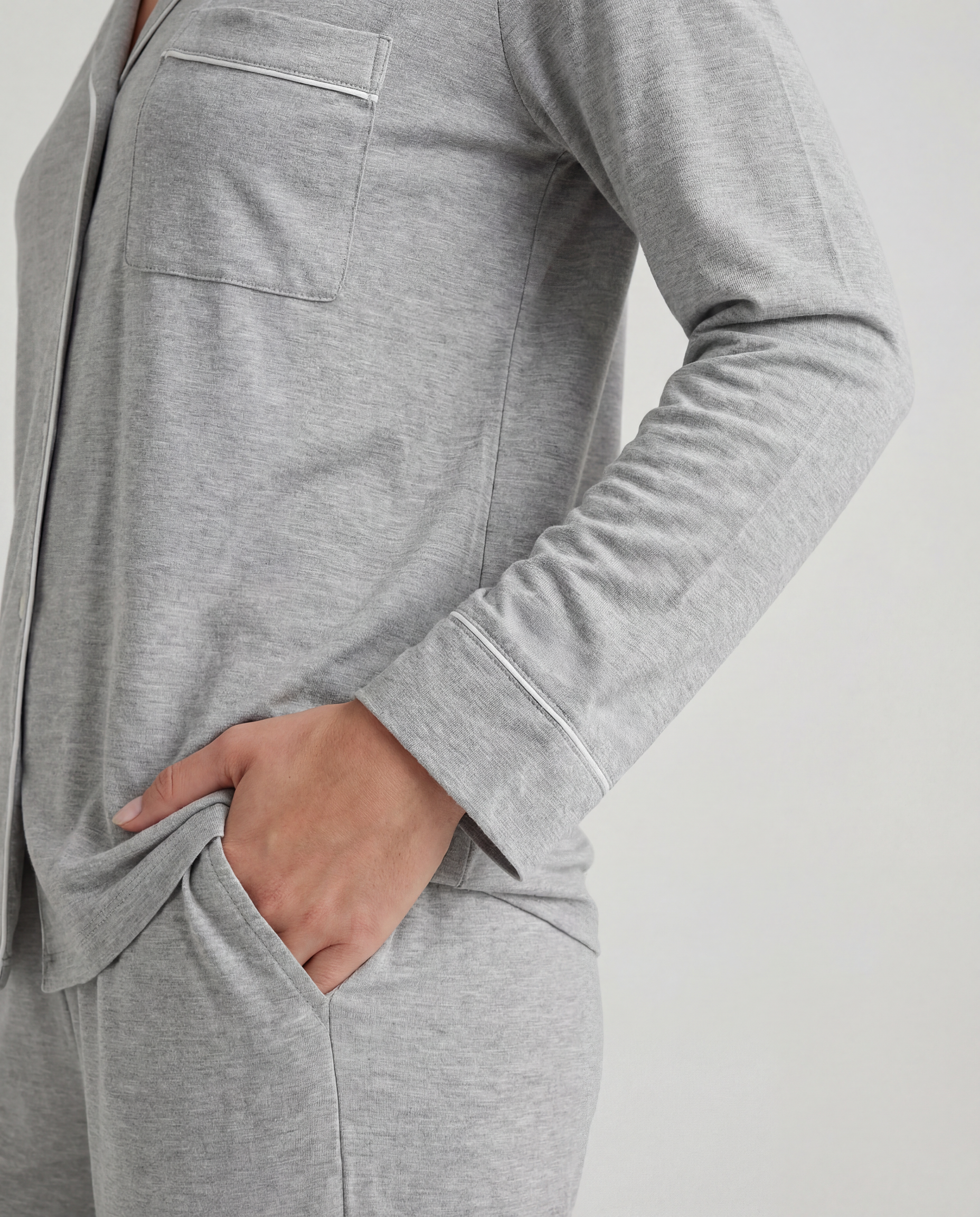 Lichtgrijze bamboe pyjama